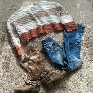 Chunky knit oversized cropped sweater